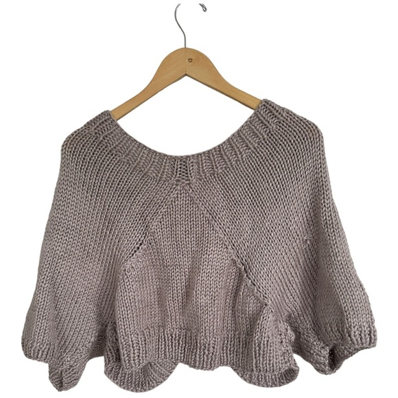 Knit Shrug Taupe Hand Made Silky Soft Snap Close Super Stretchy One Size - Picture 9 of 12